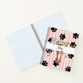 Girly schattige Kittens & poten, rode gestreepte s Notitieboek (Binnen)