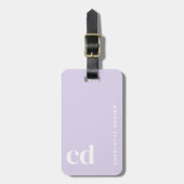 Girly Schattige licht Paarse monogram Bagagelabel (Voorkant verticaal)