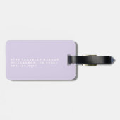 Girly Schattige licht Paarse monogram Bagagelabel (Achterkant horizontaal)