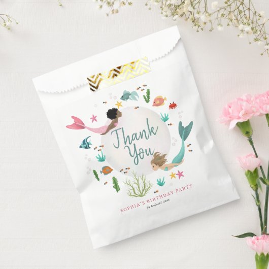 Girly Schattige Magisch Onder het Zee Kids Verjaar Bedankzakje (Gezegeld)
