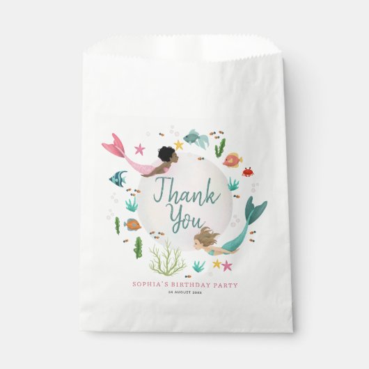 Girly Schattige Magisch Onder het Zee Kids Verjaar Bedankzakje (Voorkant)