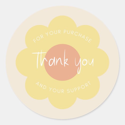 Girly Schattige Modern Flower "Bedankt" Verpakking Ronde Sticker (Voorkant)