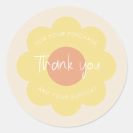 Girly Schattige Modern Flower "Bedankt" Verpakking Ronde Sticker