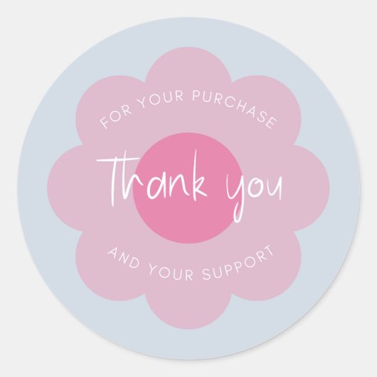 Girly Schattige Modern Flower "Bedankt" Verpakking Ronde Sticker (Voorkant)