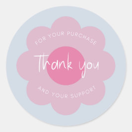 Girly Schattige Modern Flower "Bedankt" Verpakking Ronde Sticker