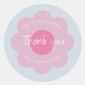 Girly Schattige Modern Flower "Bedankt" Verpakking Ronde Sticker