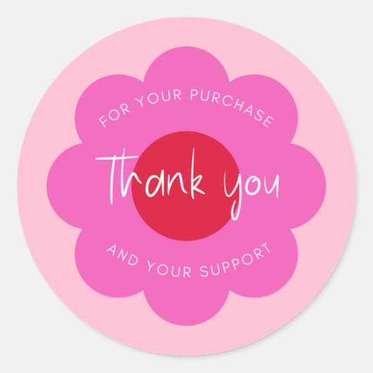 Girly Schattige Modern Flower "Bedankt" Verpakking Ronde Sticker (Voorkant)