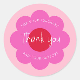 Girly Schattige Modern Flower "Bedankt" Verpakking Ronde Sticker