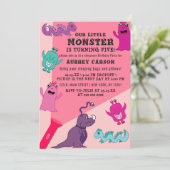 Girly Schattige Monster Flashlight Sleepover Verja Kaart (Staand voorkant)