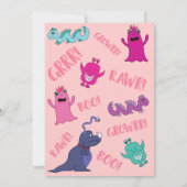 Girly Schattige Monster Flashlight Sleepover Verja Kaart (Achterkant)