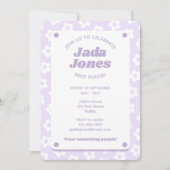 Girly Schattige Paarse Bloemen Eerste Periode Part Kaart (Voorkant)