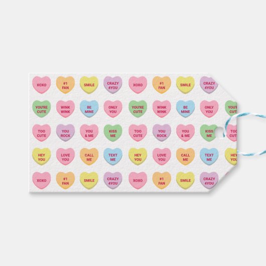 Girly schattige pastel conversatie harten Valentij Cadeaulabel (Voorkant (Horizontaal))