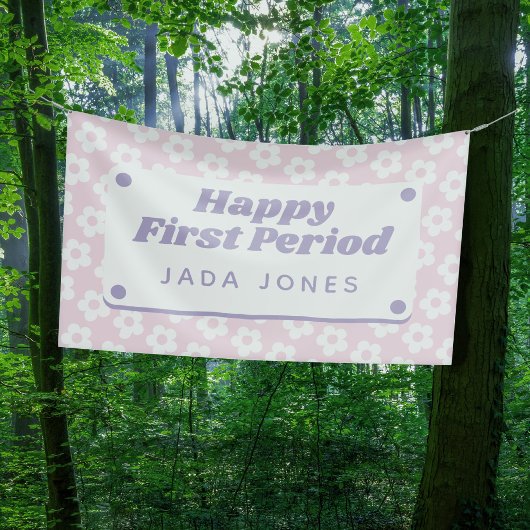 Girly Schattige Pastel Roze Bloemen Eerste Periode Spandoek