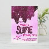 Girly Schattige Pink Sparkly Glitter Slime Verjaar Kaart (Staand voorkant)