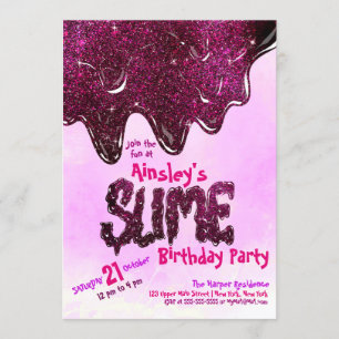 Girly Schattige Pink Sparkly Glitter Slime Verjaar Kaart