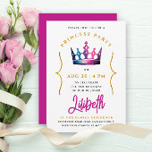 Girly Schattige Prinses Roze Kroon Waterverf Kaart