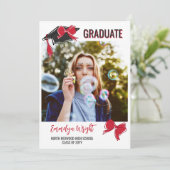 Girly Schattige Red Bows Foto's Afstuderen Aankondiging (Staand voorkant)