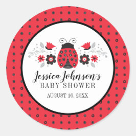 Girly Schattige Red Ladybug Baby shower Ronde Sticker
