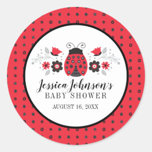 Girly Schattige Red Ladybug Baby shower Ronde Sticker