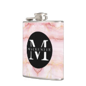 Girly Schattige Roos Gouden Monogram Naam Heupfles (Links)