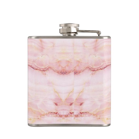 Girly Schattige Roos Gouden Monogram Naam Heupfles (Achterkant)