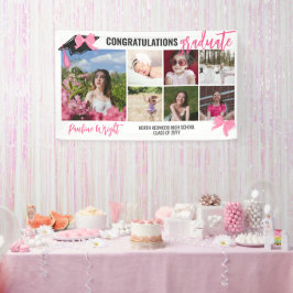 Girly Schattige Roze Bogen 7 Foto's Congrats Afstu Spandoek