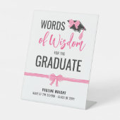 Girly Schattige Roze Bogen Advies Afstuderen Reclamebord Met Voetstuk (Voorkant)