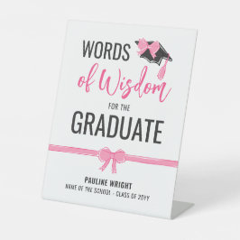 Girly Schattige Roze Bogen Advies Afstuderen Reclamebord Met Voetstuk