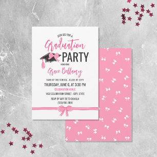 Girly Schattige Roze Bogen Afstuderen Celebration Kaart
