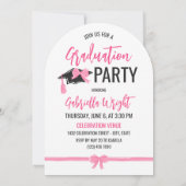 Girly Schattige Roze Bogen Arch Afstuderen Celebra Kaart (Achterkant)