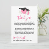 Girly Schattige Roze Bogen Foto Afstuderen Bedankkaart (Staand voorkant)