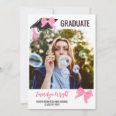 Girly Schattige Roze Bogen Foto's Afstuderen Aankondiging (Voorkant)