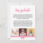 Girly Schattige Roze Bogen Foto's Afstuderen Aankondiging (Achterkant)