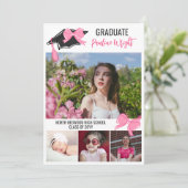 Girly Schattige Roze Bogen Foto's Afstuderen Vieri Kaart (Staand voorkant)
