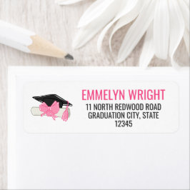 Girly Schattige Roze Bow Diploma Afstuderen Etiket