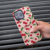 Girly Schattige Sweet Pink Red Cherry Pattern Cust Case-Mate iPhone Case
