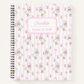 Girly Schattigee Coquette Gans met Roze Bow Monogr Notitieboek (Voorkant)