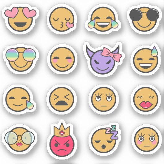 Girly Schattigee Emoji's Sticker (Voorkant)