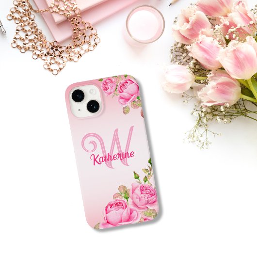 Girly Schattigee Mode Floral Monogram Case-Mate iPhone Case