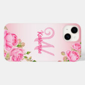 Girly Schattigee Mode Floral Monogram Case-Mate iPhone Case (Achterkant (horizontaal))