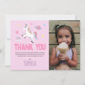 Girly Schattigee Roze Eenhoorn Kids Verjaardag Bedankkaart (Voorkant)