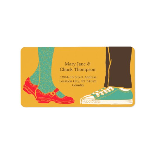 Girly Schoenen & Sneakers Geïllustreerde Bruiloft  Etiket (Voorkant)
