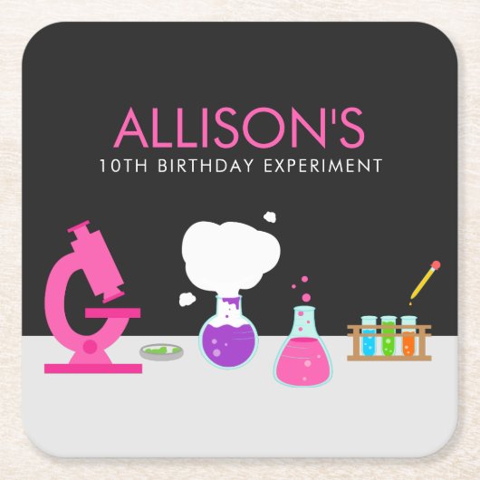 Girly Science Party Kartonnen Onderzetters (Voorkant)