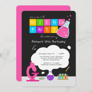 Girly Science Party uitnodiging