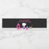 Girly Science Party Waterfles Etiket (Enkel label)