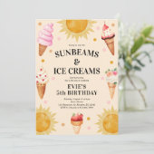 Girly Scoop Over Ice Cream 5e Verjaardagsfeest Kaart (Staand voorkant)