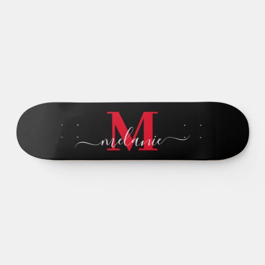 Girly Script Aangepaste naam Monogram Persoonlijk Skateboard (Horizontaal)