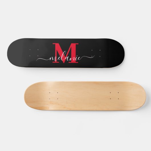 Girly Script Aangepaste naam Monogram Persoonlijk Skateboard (Horizontaal)