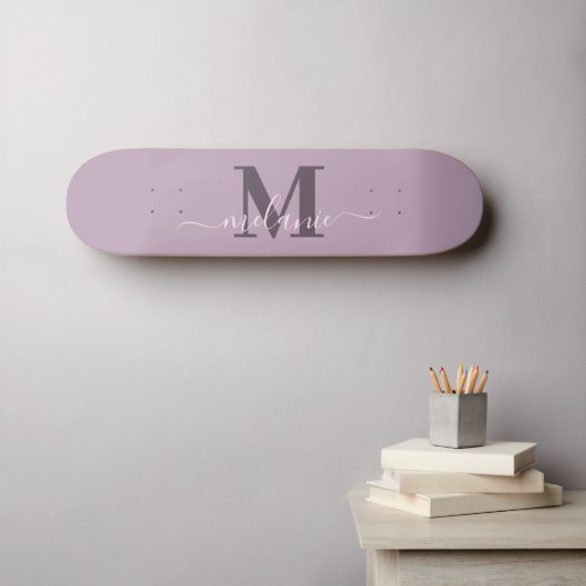 Girly Script Aangepaste naam Monogram Persoonlijk Skateboard (Muurkunst (Horizontaal))