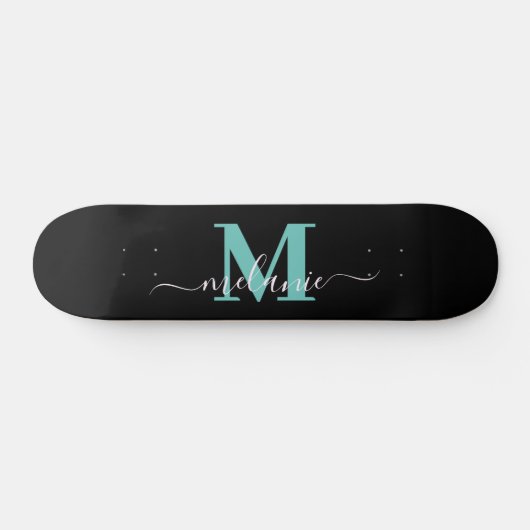 Girly Script Aangepaste naam Monogram Persoonlijk Skateboard (Horizontaal)